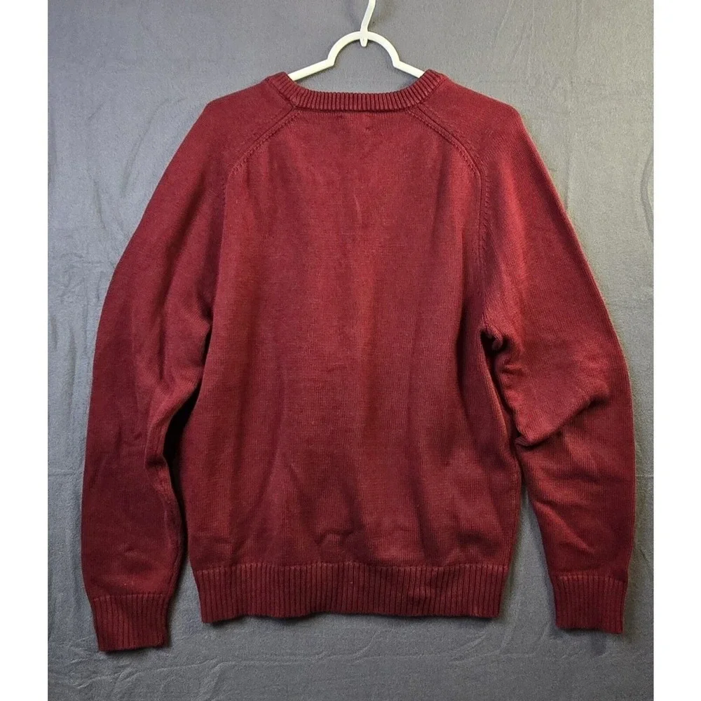 J. Crew Cotton Crewneck Sweater Mens Large Burgundy Classic Preppy Knit 2549